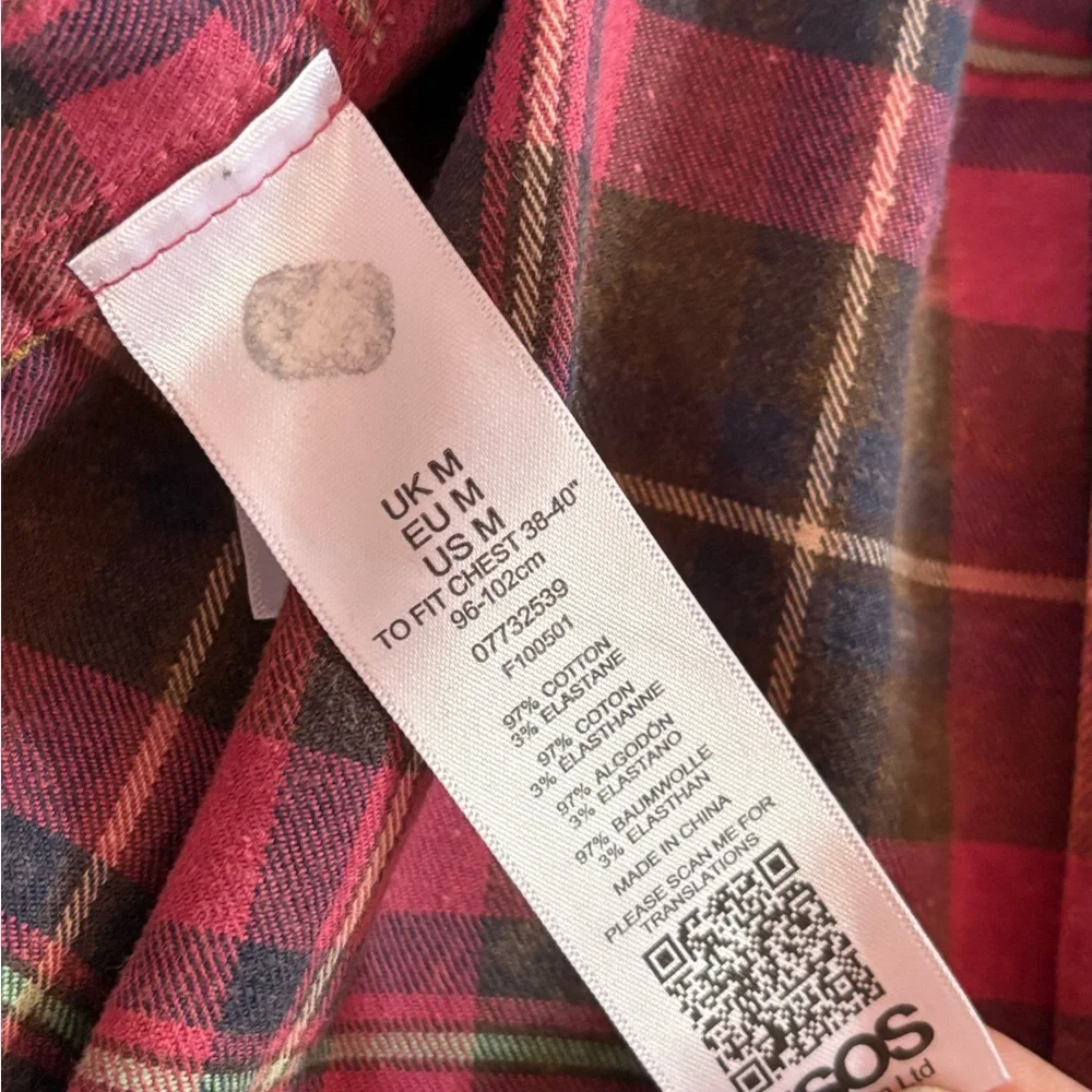 ASOS Men's Medium Red Black Plaid Flannel Shirt - Picture 5 of 8